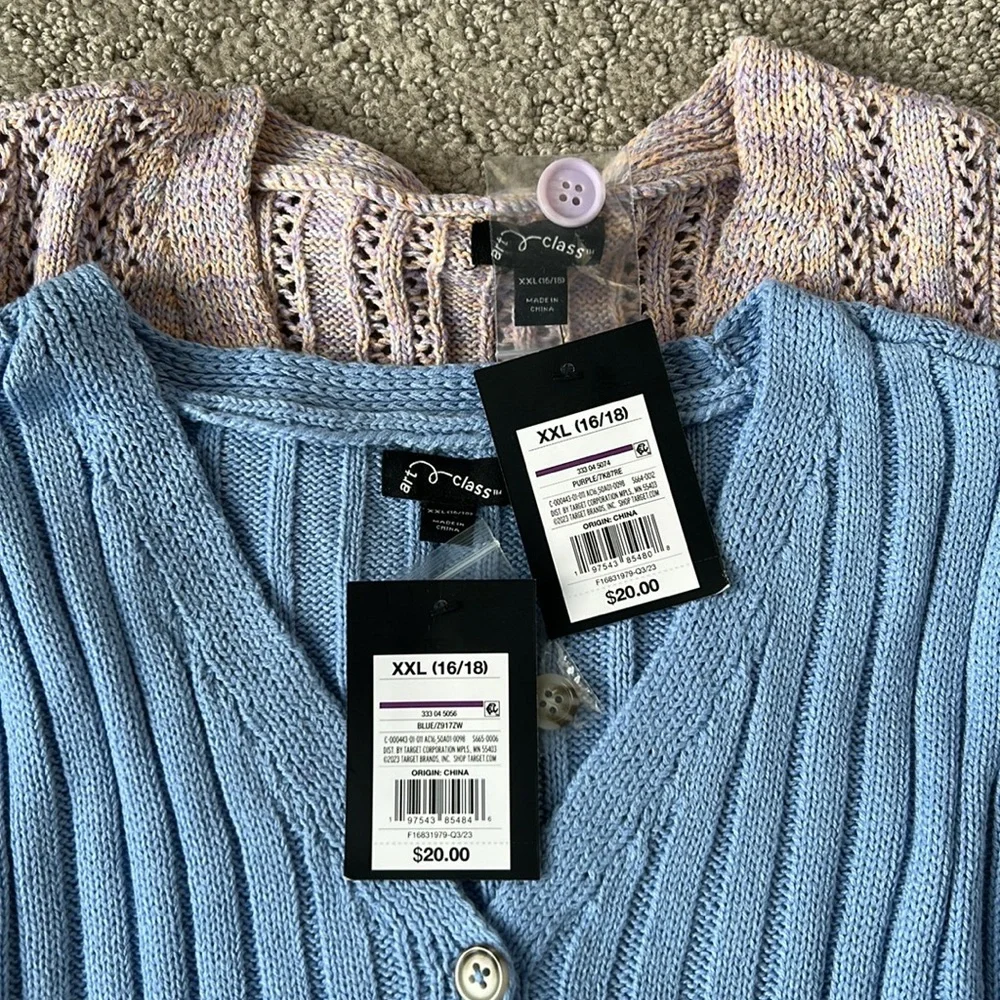 Art Class Cardigan Bundle V-Neck Pointelle Sweater Set Girl XXL (16/18) NW
